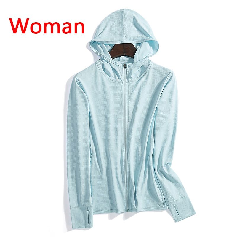 UPF 50+ UV Sun Protection Clothing Women Men Zip Up Hoodie Long Sleeve Breathable Outdoor Clothes Fishing Running Hiking Jacket