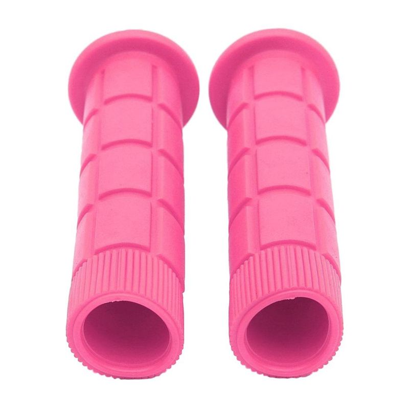 1 Pair Bicycle Handle Set Mushroom Grips & 1 Pcs Outdoor Bicycle Handlebar Bag Pink