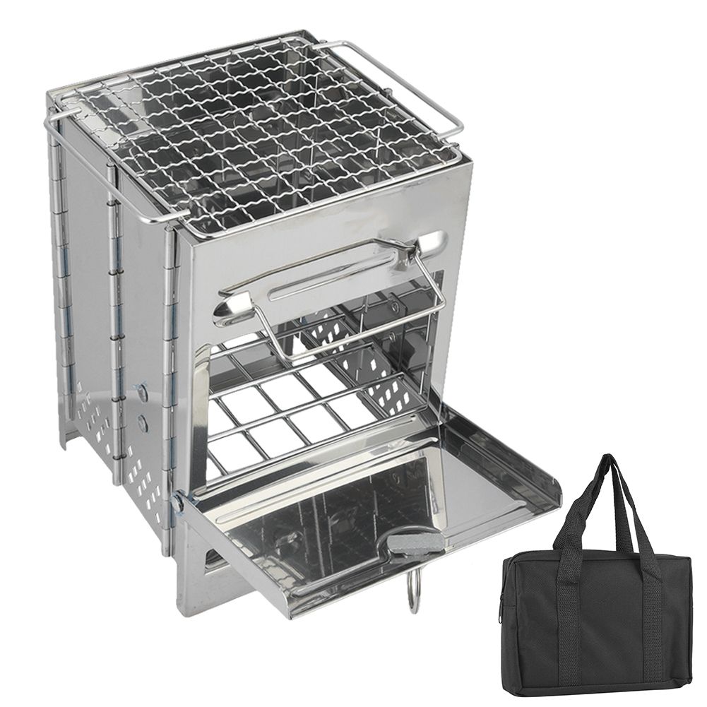 BHDK Folding Stove Stainless Steel Detachable Portable Wood Burning For