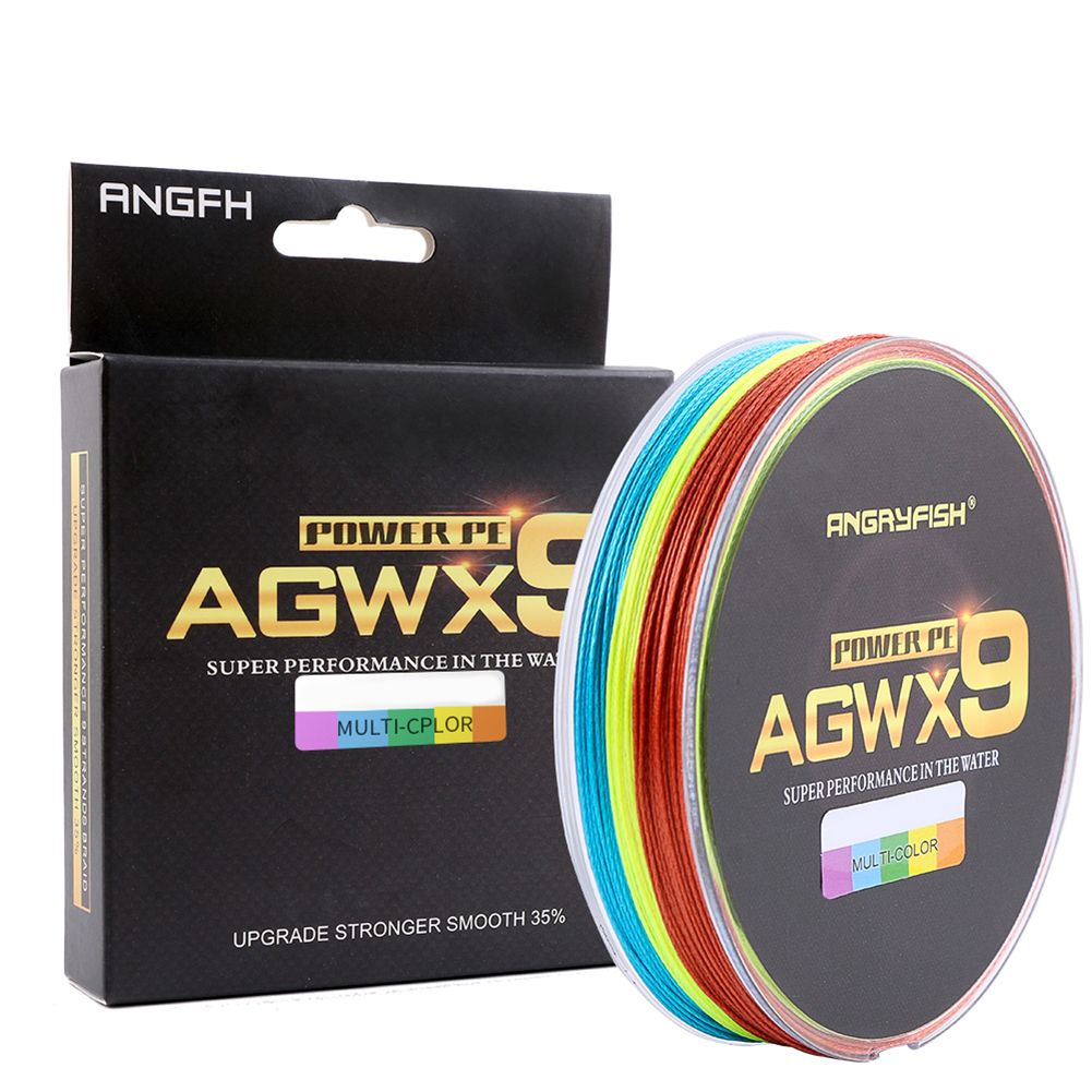 ANGRYFISH Diominate Multicolor X9 PE Line 9 Strands Weaves Braided 300m/327yds Super Strong  15LB-100LB
