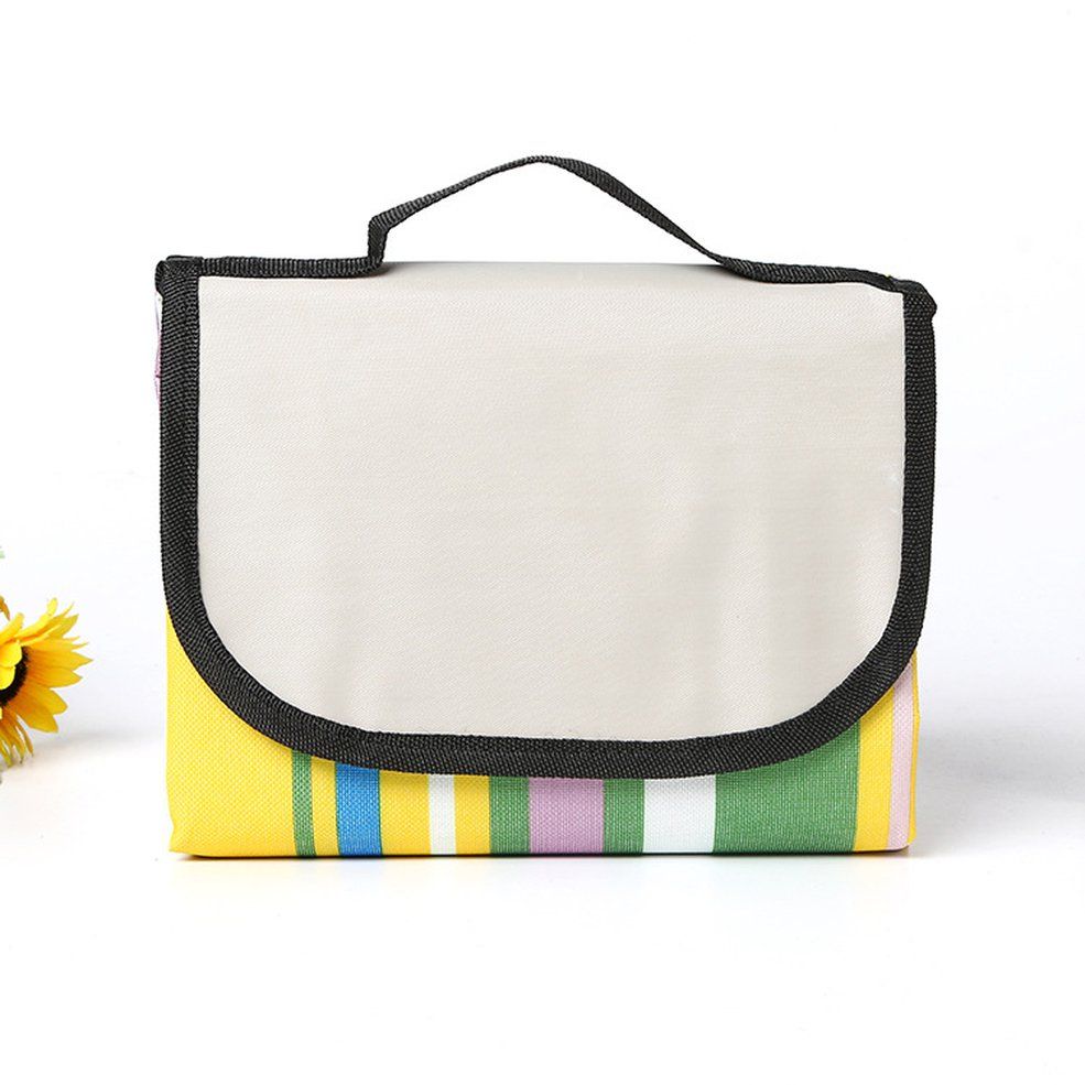 MA Stripe Printed Camping Foldable Picnic Blanket Compact Waterproof Beach Carpet-five color stipe 145x200cm