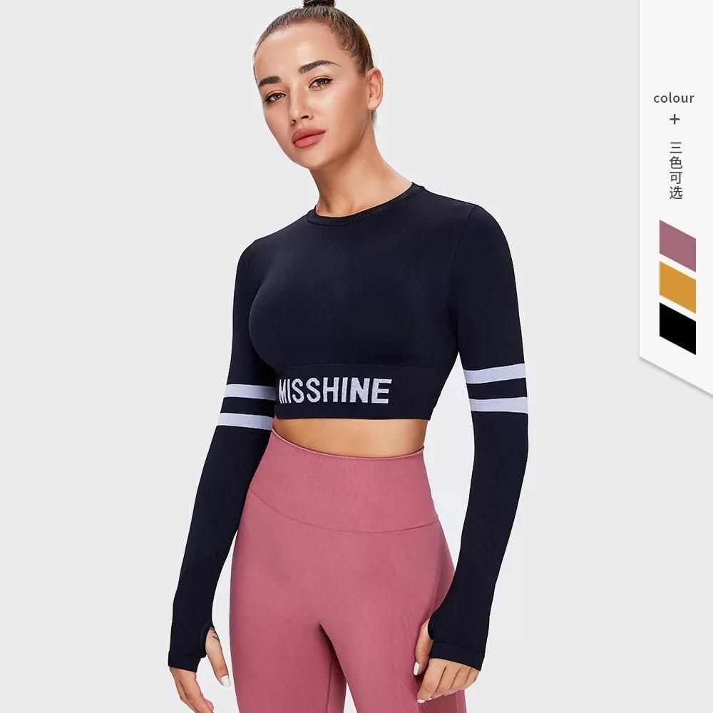 Full sleeve crop top for Gym/yoga/Sports-Black