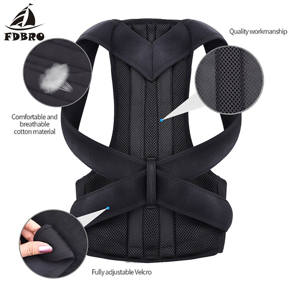 FDBRO  Correction Belt Back Waist Posture Corrector Adjustable Waist Trainer Shoulder Lumbar Brace Spine Support Belt Vest