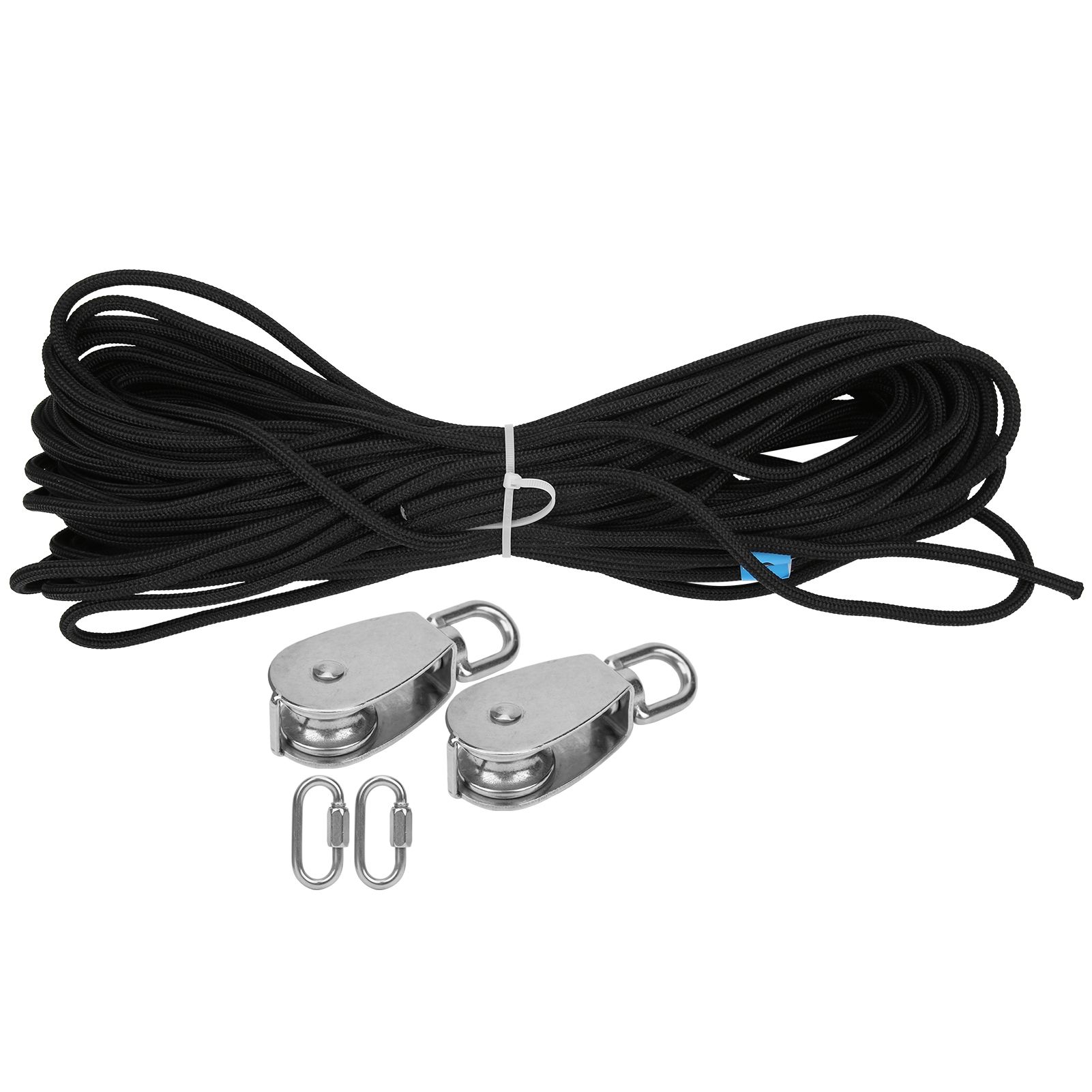 Crane Pulley Block 25mm Single Set With 30m Nylon Rope And 2Pcs