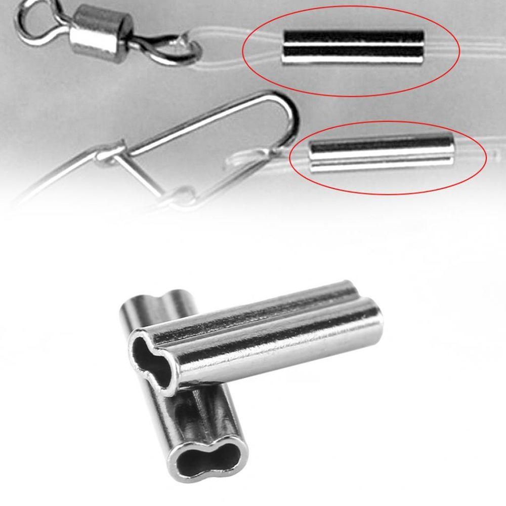 100pcs Portable Connector High Quality Durable Stainless Steel Line Crimping Sleeves Fishing Wire Tube Double Copper Tube