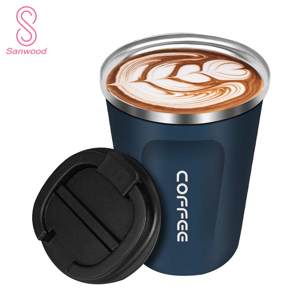 Travel Office Car Stainless Steel Thermal Vacuum Coffee Mug Milk Cup with Lid