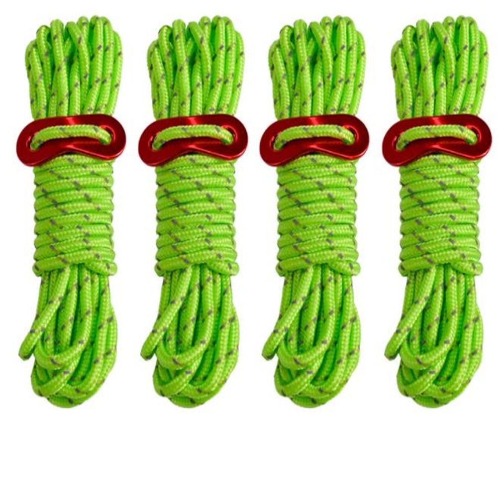 4mm Thicked Strong Reflective String Wind Tent Rope With Buckle Adjustable Outdoor Colorful Camping Tent Rope Hiking Paracord