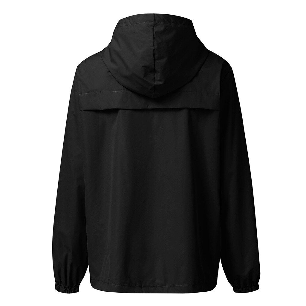 U-SWomen Solid Warm Jacket Outdoor Waterproof Hooded Raincoat Pocket Hiking Fast Dry Windproof Raincoat For Womans PlSize