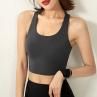 Women y Solid Color Beauty Bk Hollow Strappy Sports Fitness Bra Tank Top