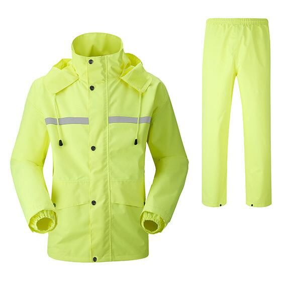 Reflective Stripe  Raincoat Rain Pants Set Outdoor Riding Hiking Fishing Motorcycle Waterproof Jacket Trousers Suits ncho