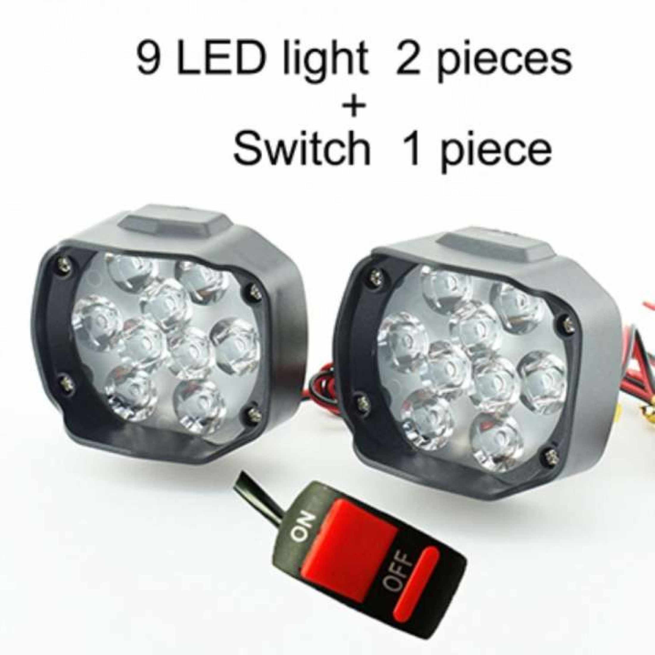[READY STOCK]//2pcs//12V//9W//[9Led]//Motorcycle Waterproof Led External Lights Fog Light Headlight Lamp Spop//With SWICH///AHM