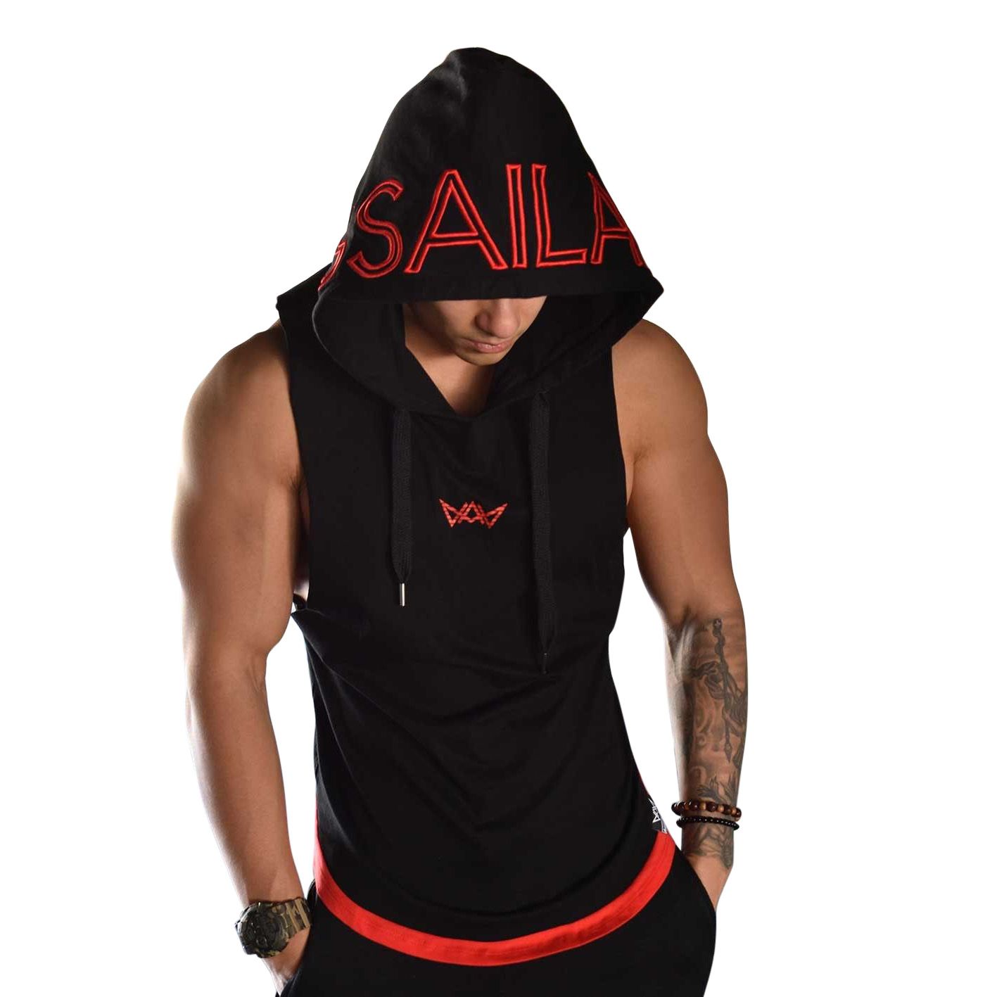 Gym-Tank-Top  Sleeve-less Workout Hoodie For Men