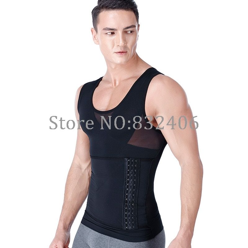 Posture Corrector Men Body Shaping Vest Slimming Boobs Chest Control Belly Abdomen Tummy Shirt Compression Corset Shapers Hook