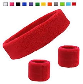 Sweatband Set Cotton Sports Headband Terry Cloth Wristband Moisture Wicking Sweat Absorbing Head Band Athletic Exercise Basketball Wrist Sweatbands and Headbands