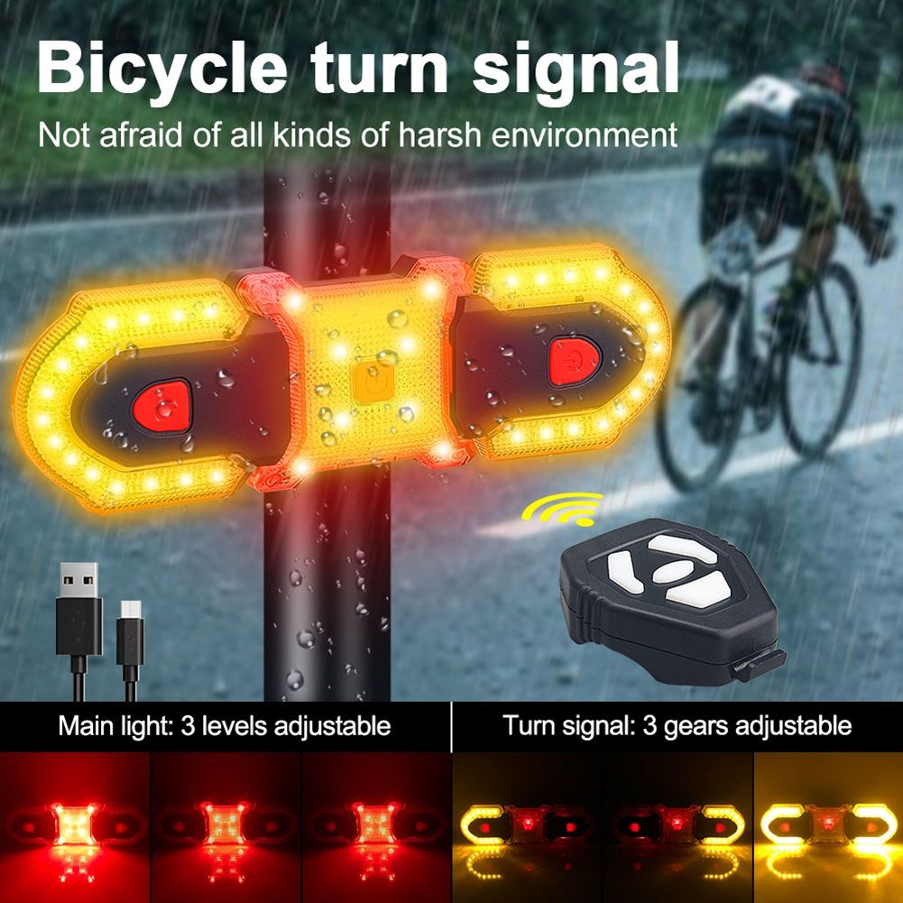 Smart Wireless Remote Control Bicycle Tail USB Turning Signal LED Bike Warning  MTB Cycling Rear Lamp