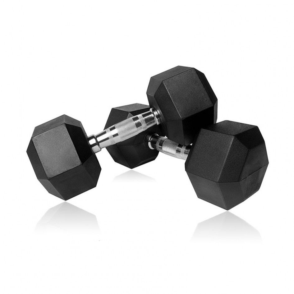 PAIR OF 2KG RUBBER HEX DUMBBELLS