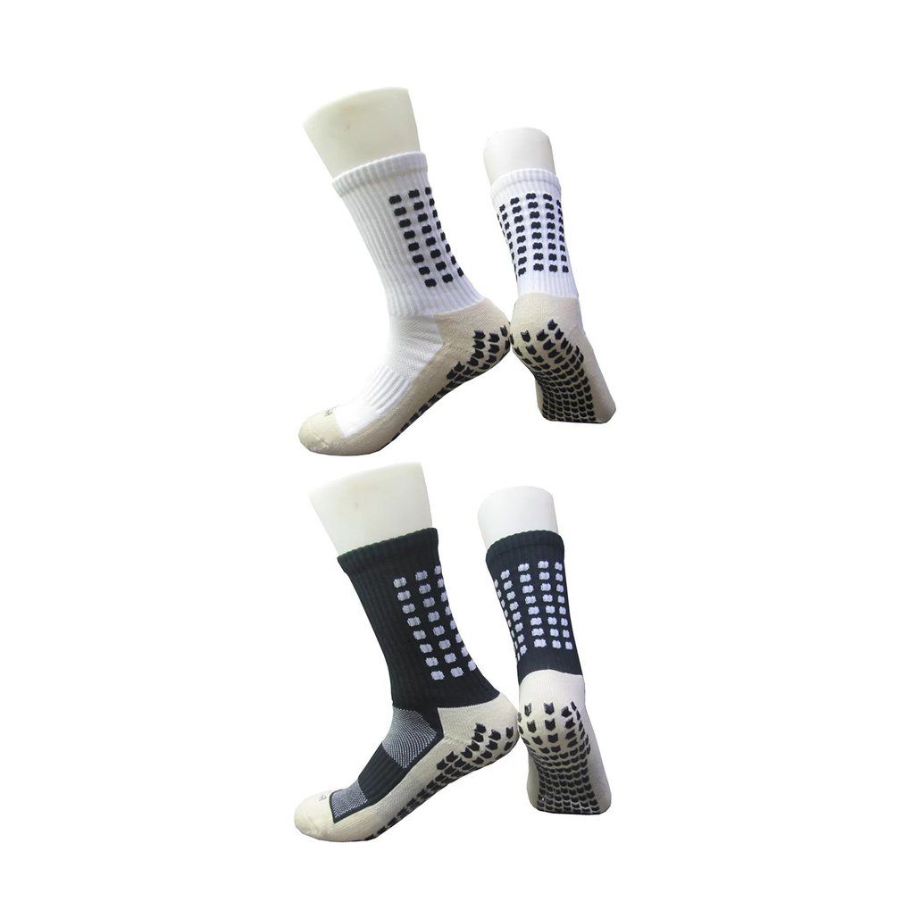 2Pairs Trusox Tocksox Style Football Soccer Sports Socks Anti Slip Black,White