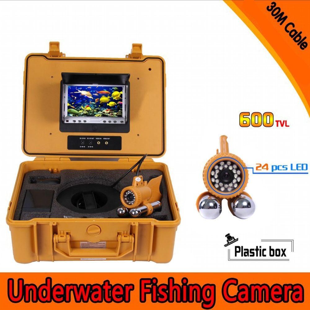 7" TFT LCD Monitor 600TVL Underwater 24pcs White LEDs Fishing Camera Fish Finder 30M Cable