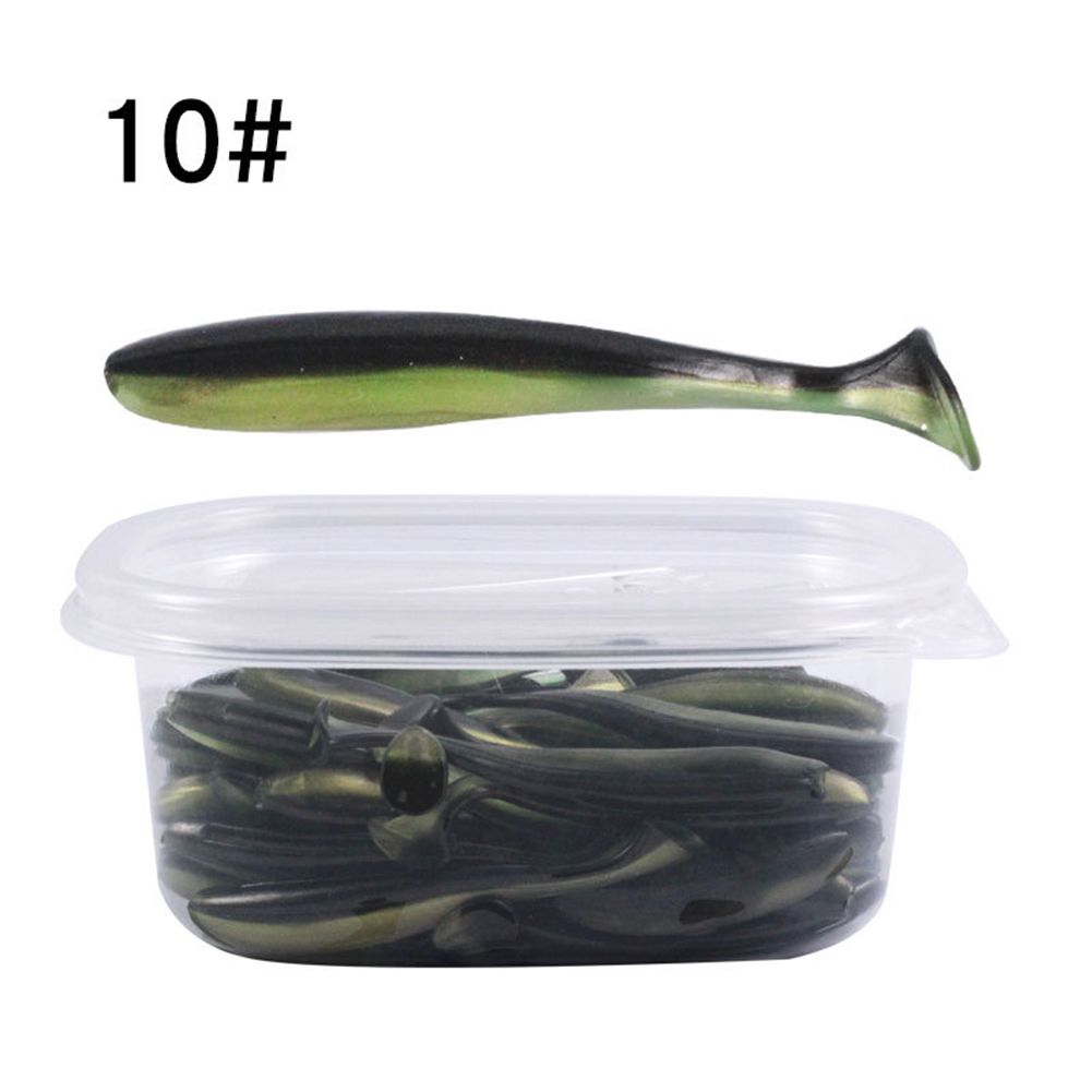 50pcs/box Rubber T-tail Soft Fish Lure Two-color Soft Bait Fishing Accessories