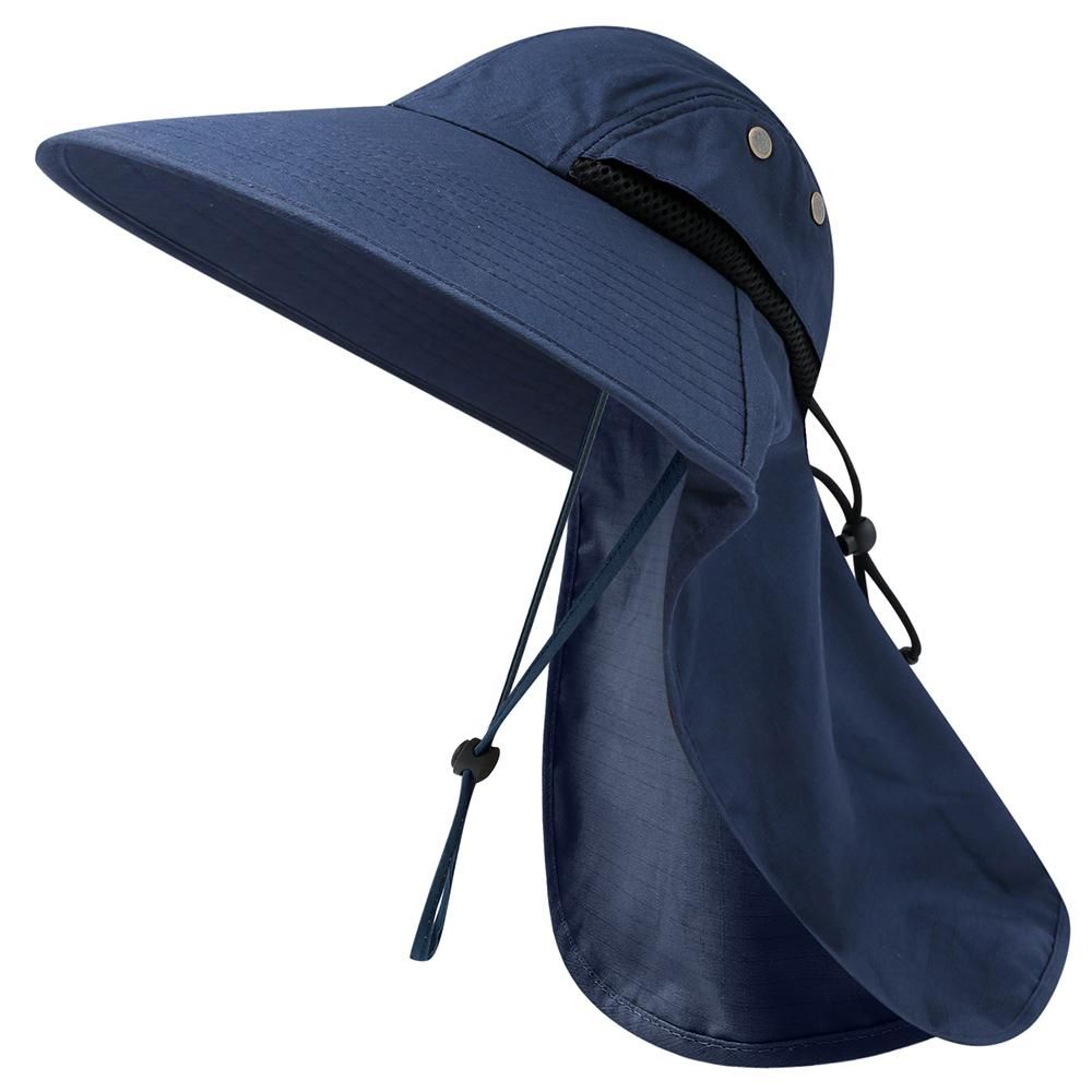 Fishing Cap Wide Brim Unisex Sun Hat with Neck Flap Adjustable Drawstring for Travel Camping Hiking Boating