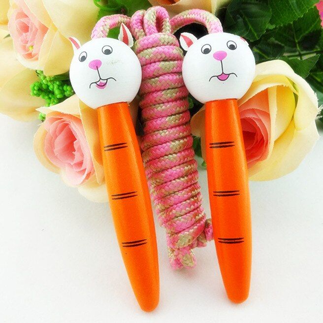 Kids Jump Ropes Wood Handle Sport Bodybuilding Fitness Lovely Cartoon Skipping Ropes Lose Weight Exercise Gym Fitness Equipment