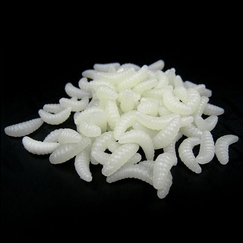 100pcs/lot Soft Worm Maggot Grub Fishing Lures Artificial Worms Grub Bait Latest