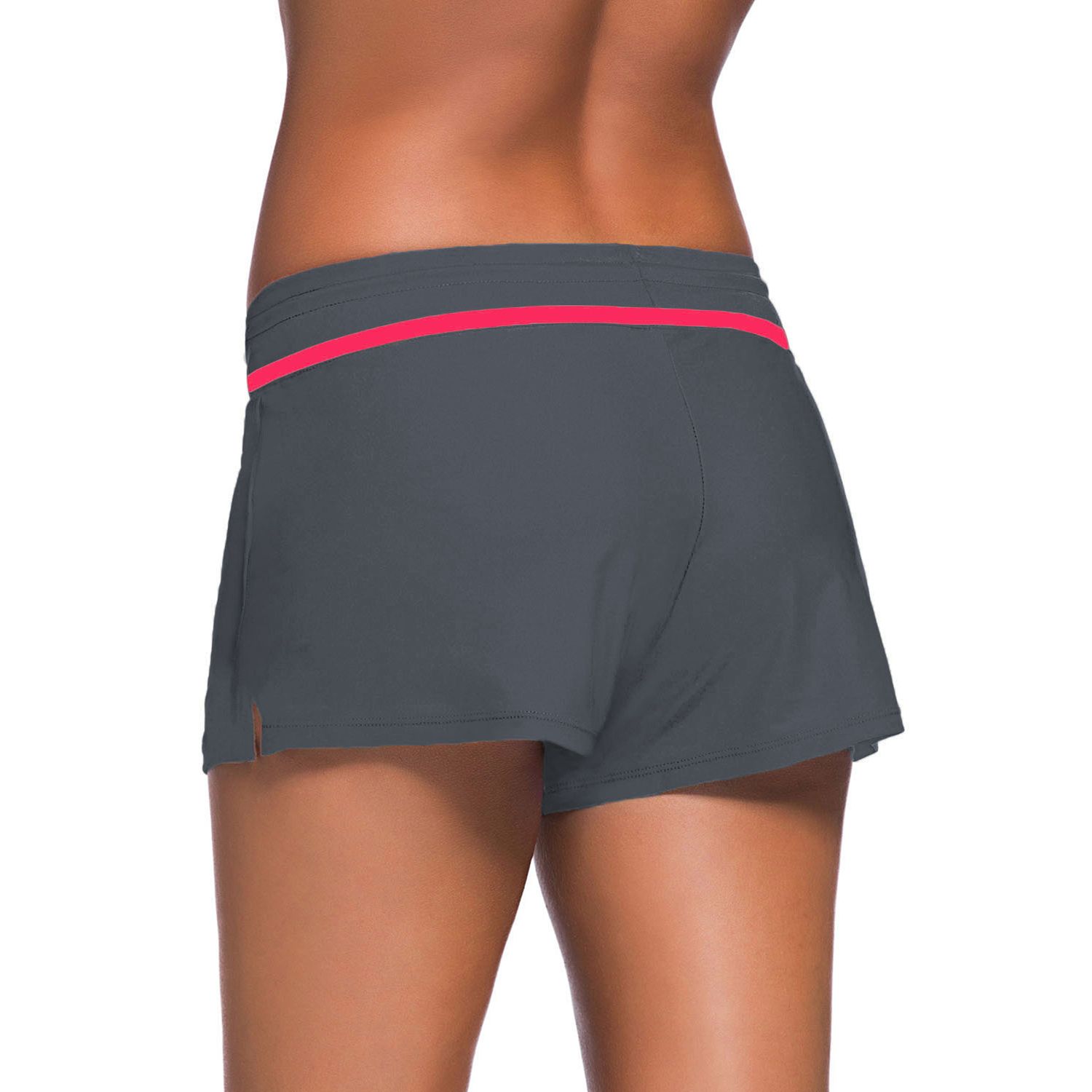 Women Adjustable Drawstring Swim Shorts with Brief Lining Design Ladies Swimwear Board Shorts