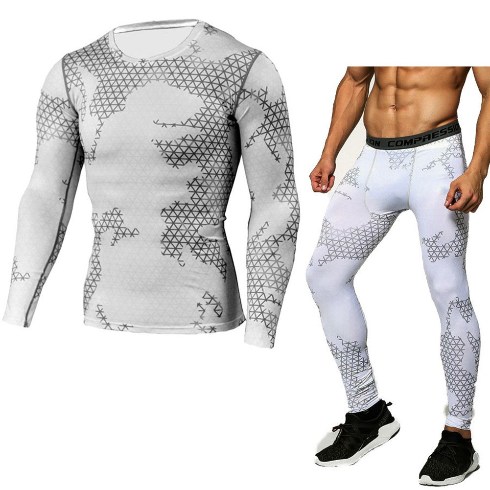 Yfashion Men's Sports  Suit Fitness Loose Sportswear Running Quick-drying Long-sleeved rousers