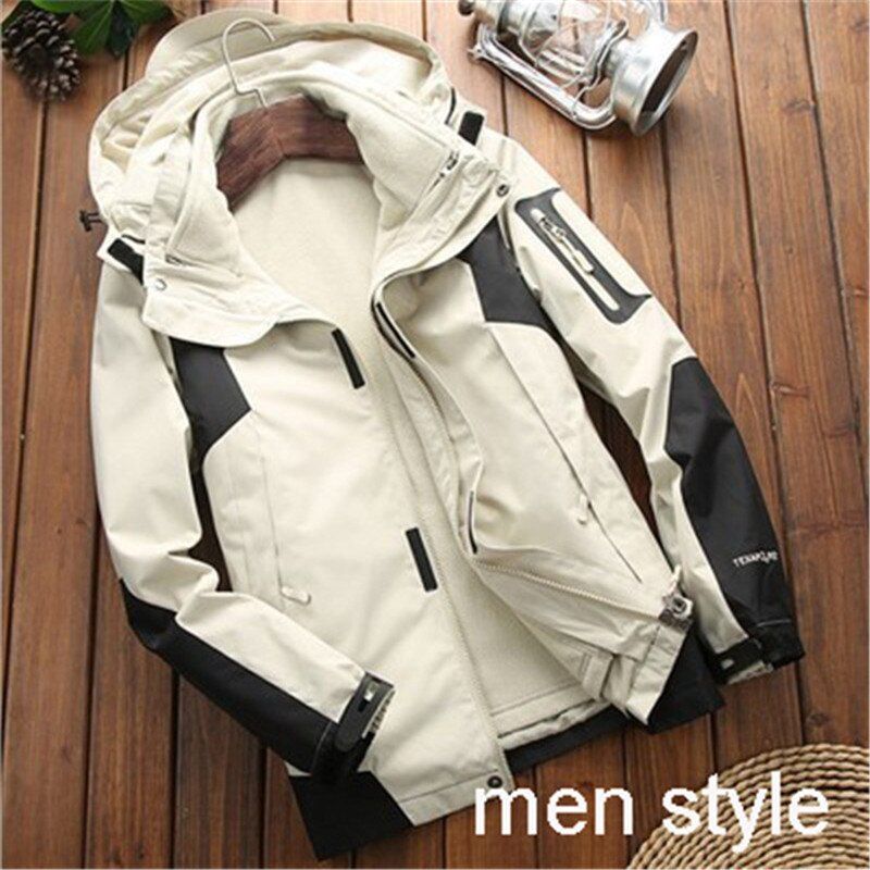Waterproof Warm Two-in-one Jackets Camping Climbing Skiing Hiking Outdoor Couple Coat Sports Windbreaker Winter Autumn