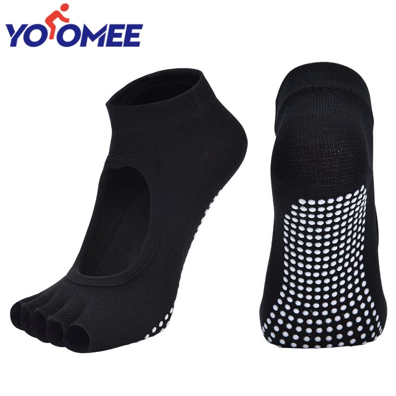 1 Pair Women Yoga Socks Backless Five Toe Socks Breathable Anti-Slip Silicone Sport Pilates Socks Cotton Gym Fitness Ballet Dance