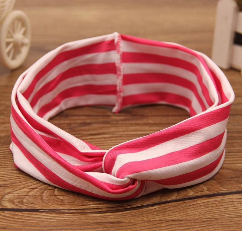 European and American baby striped hair band children's hair accessories parent-child elastic headband [Rose red stripes]