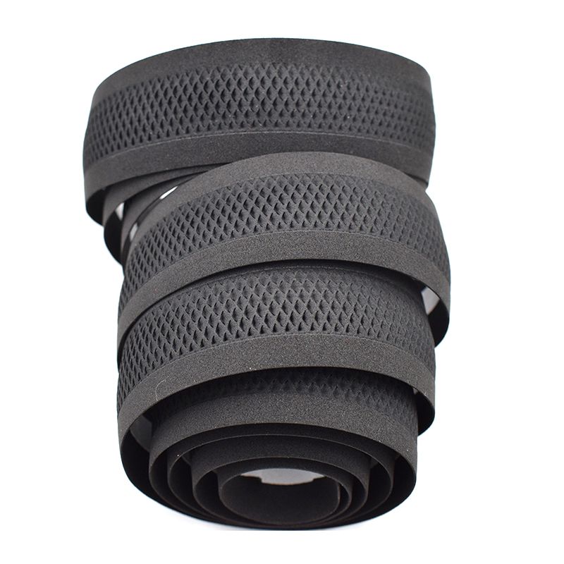 PROMEND Road Bikes Bicycle Handlebar Tape Black Mesh Design Non-slip waterproof Bartape Soft EVA Sponge Leather Tape Black 75g -black