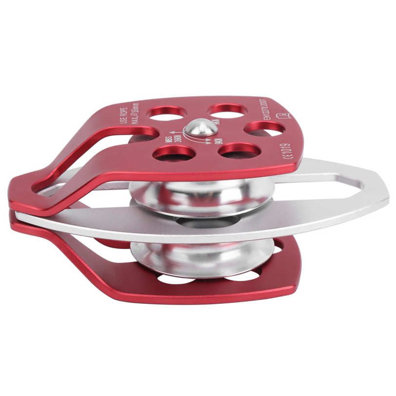 Outdoor Survival Sideplate Double Sheave Aluminum Pulley Climbing Mountaineering Accessory