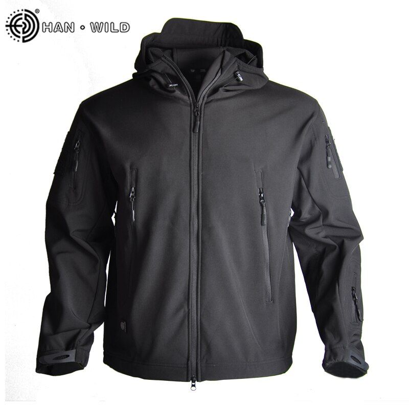 HAN WILD Men's Windbreaker Jackets fleece Waterproof Military Hooded Wind Breaker Casual Coat Male Clothing airsoft Jackets Men