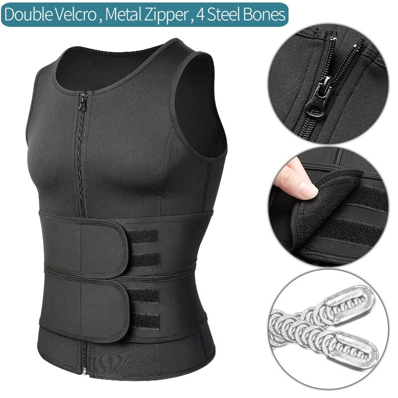 Men Waist Trainer Vest Abdomen Slimming Body Shaper Belly Reducing Shapewear Burn Fat Shirt Fitness Corset Trimmer Sauna Suit