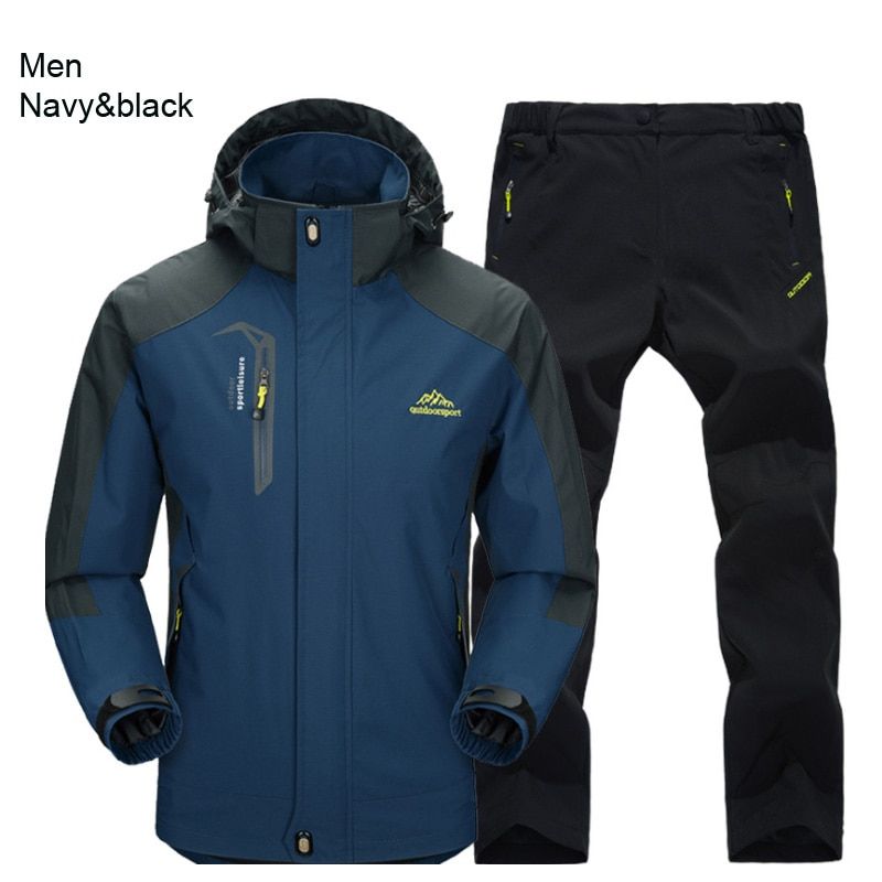 TRVLWEGO Spring And Autumn Outdoor Single Hiking Camping Jacket Pants Men's Suit Windbreak Travel Coat Trousers 5XL