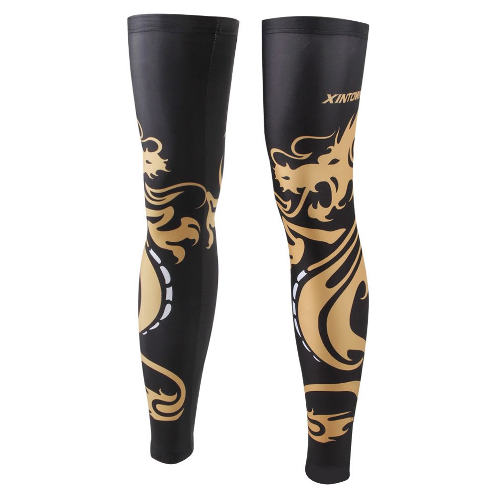 Yfashion Dragon Design Yellow Cycling Leg Warmers Riding Outdoor Sports Sunblock Leg Sleeve ycle Protector Warmers