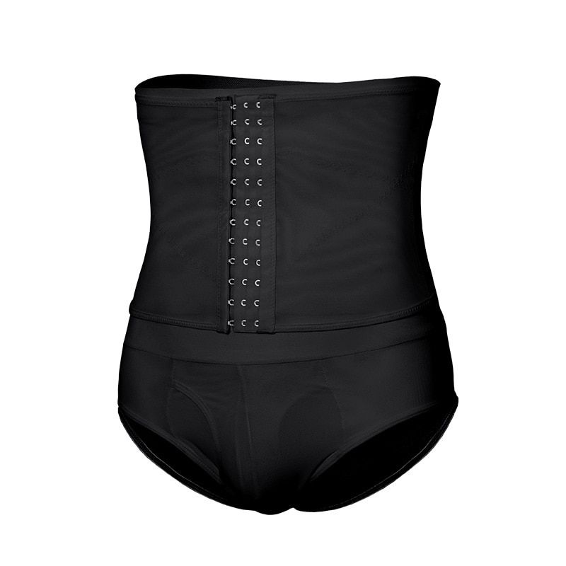 Waist Trainer Control Pants for Men with Hook Slimming Body Shaper Corset Shapewear Trimmer Breathable Underwear Shapers