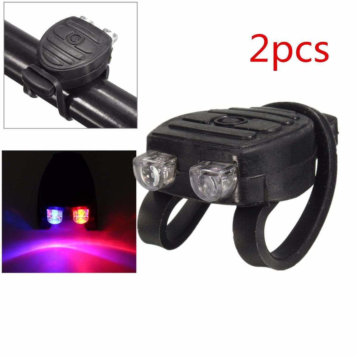 2pcs LED Cute Front Tail Warning Light Lamp for Sports Mountain Bike Bicycle --- Black/White/Red
