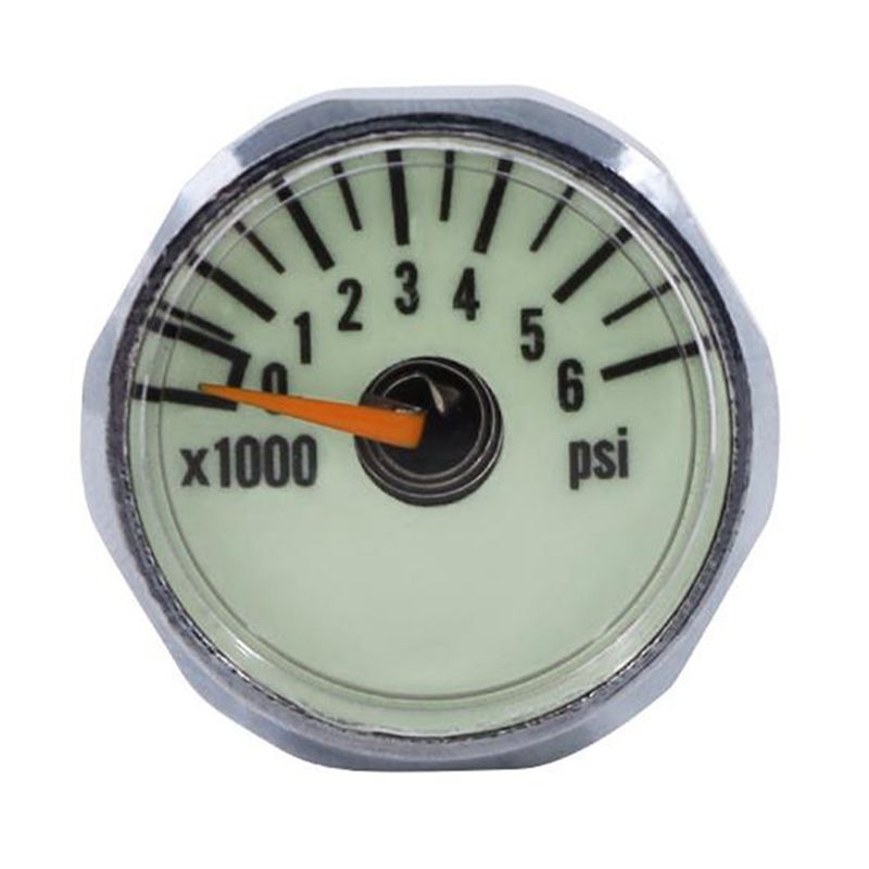 Scuba Diving Pony Bottle Pressure Gauge 1 Inch Face 350 BAR/5000 PSI 7/16Inch-20UNF Threads