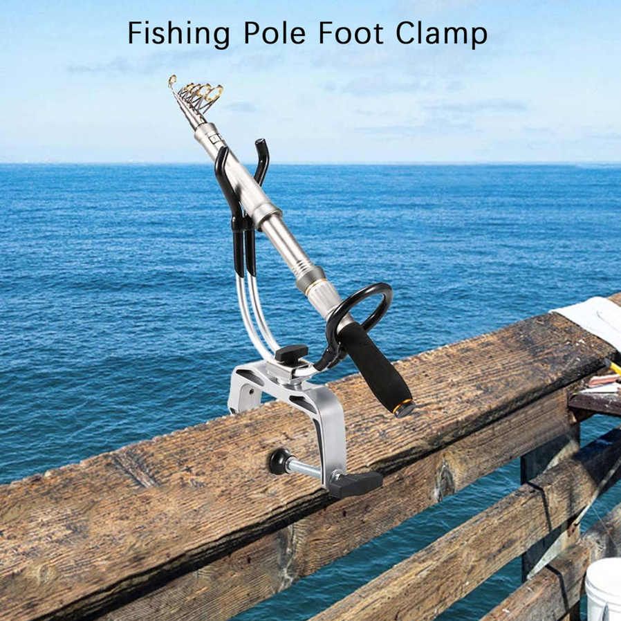 Fishing Rod Clamp Aluminum Alloy 360 Degree Adjustable Boat Rods Holder Pole Foot Racks