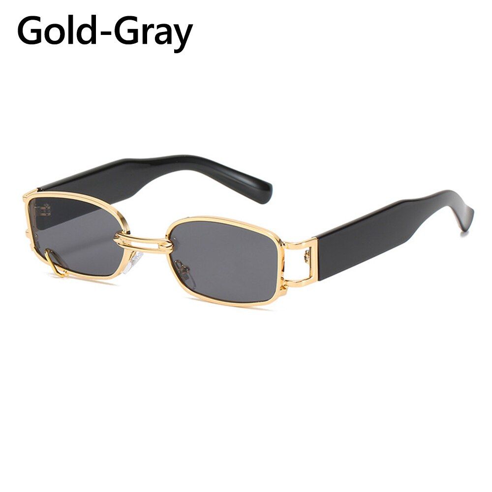 Fashion Small Rectangle Women Luxury Sunglasses Designer Vintage Metal Ring Decoration Punk Men Sun Glasses Shades UV400