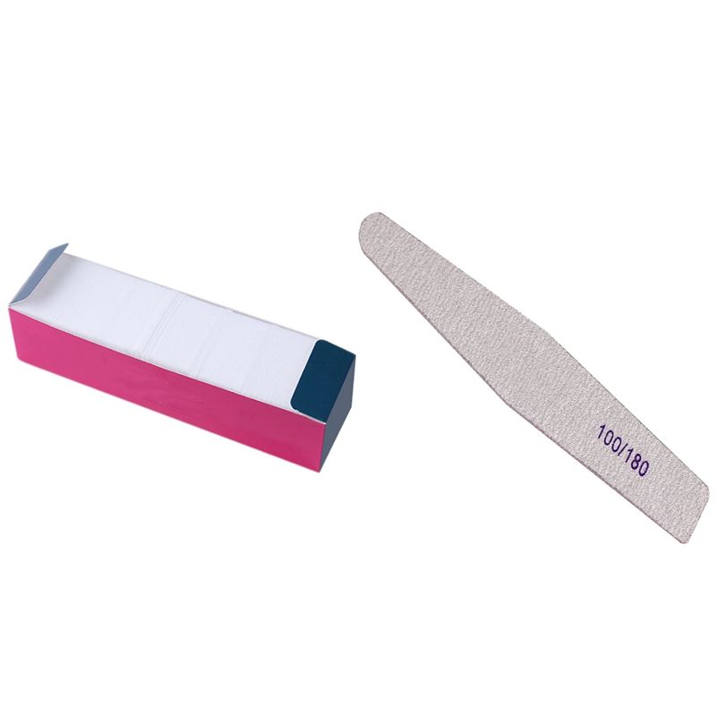 325 Pcs Nail Wipes Lint Free Cotton Pads & 10 Pcs Nail Art Sanding Buffer Acrylic Gel Files Grit