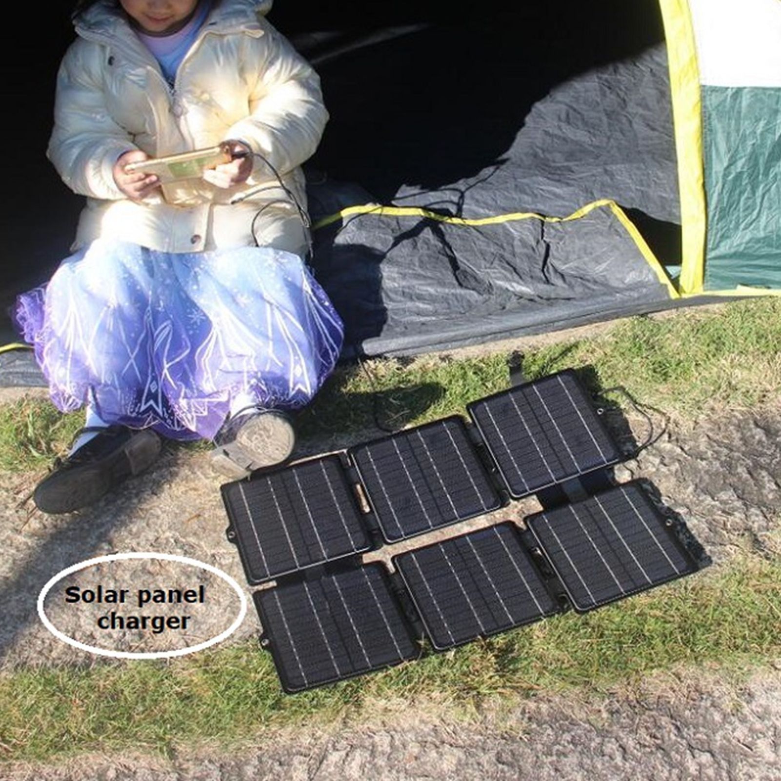 30W 12V/5V ETFE Folding Solar Panel Charger Waterproof