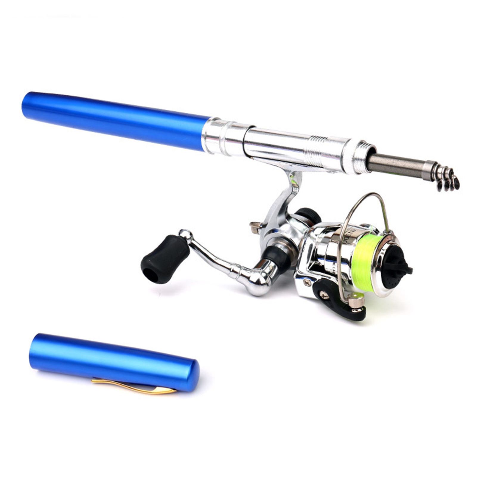 1.6m Pen Shape Telescopic Mini Fishing Pole Rod with Metal Spinning Reel Wheel