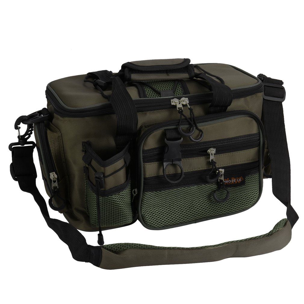 Multifunction Canvas Large Capacity Lure Fishing Bag Outdoor Shoulder Bags Green