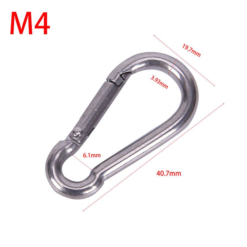 304 Stainless Steel Spring Carabiner Snap Hook Keychain Quick Link Lock Buckle