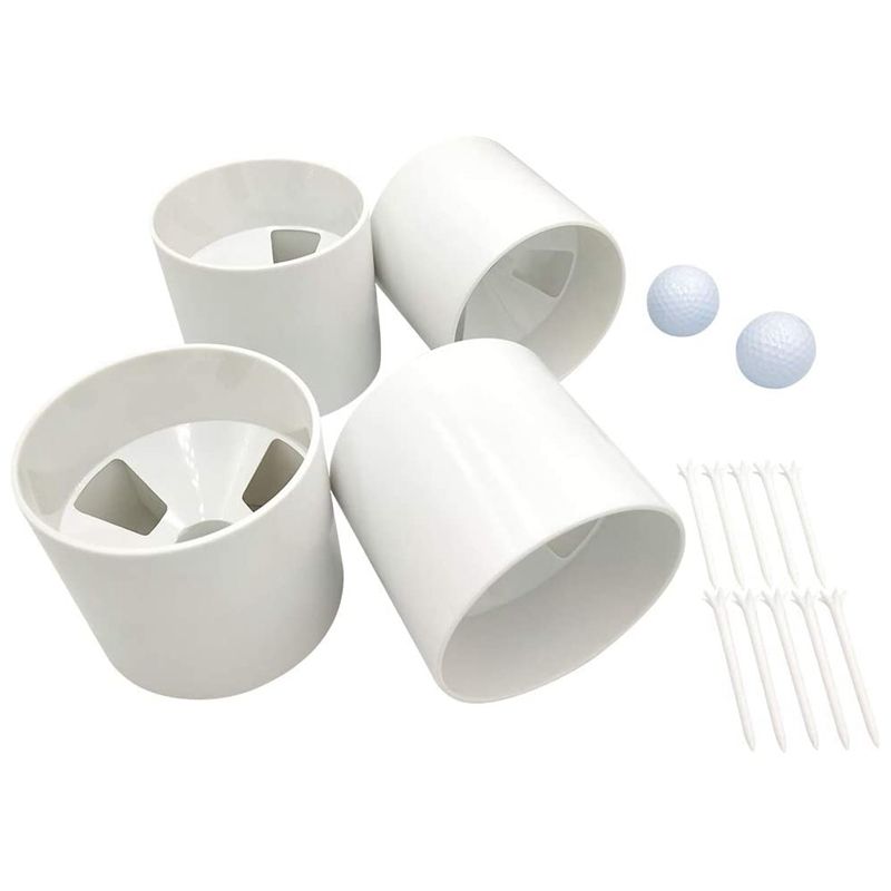 4Pcs Golf Green Cups Plastic Golf Cups for Putting Green,2Pcs Practice Golf Balls,10Pcs Golf Tees