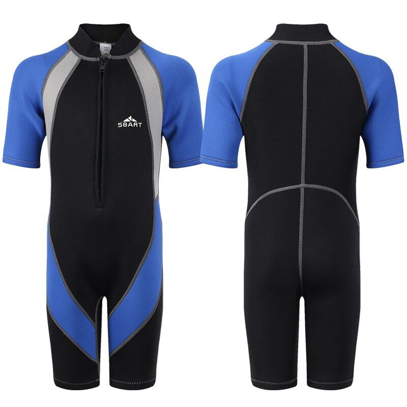 ST Kids 2mm Neoprene Short Sleeve Wetsuits Children One Pieces Swimwear Diving Suits Surfing Rash Guards for Boys Girls