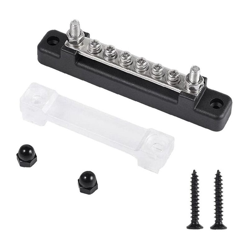TWEXQNY-6P Copper Busbar 150A High Current Straight Single Row with Transparent Upper Cover for Marine Yacht Circuit Insurance